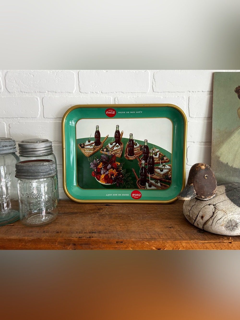 Rare plateau de service Coca-Cola COKE 1957 canadien français « club sandwich »